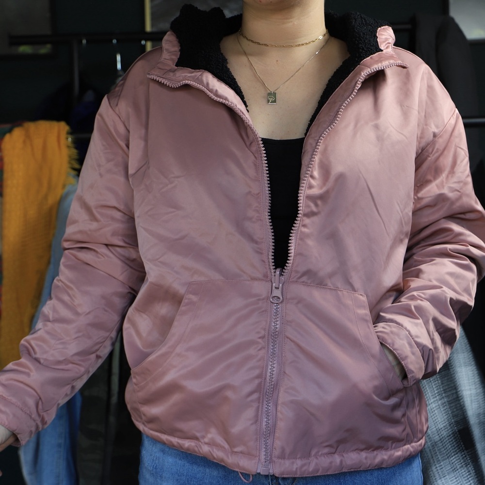 Fabletics Dusty Pink + Black Reversible Jacket